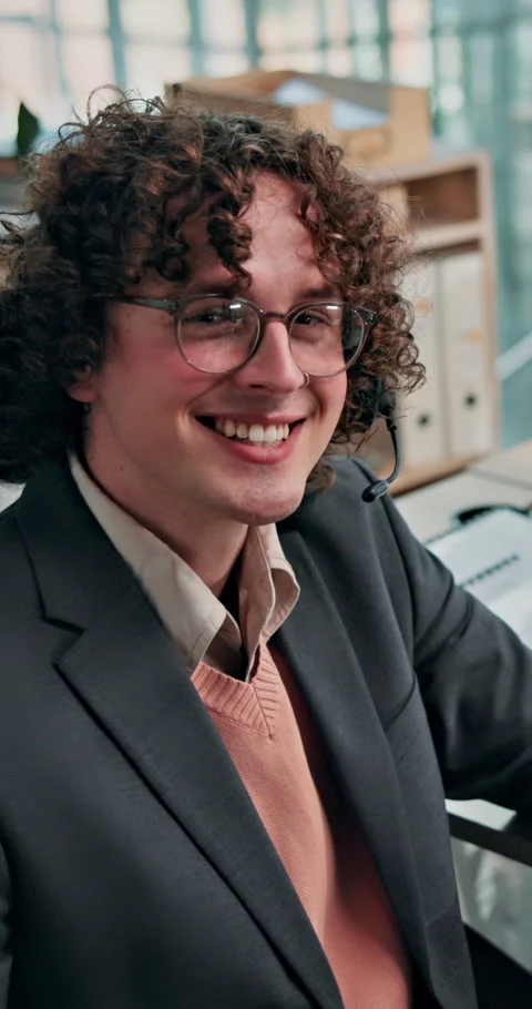 Face, smile and man in call center with headset for banking support, customer Stock Footage 344252090