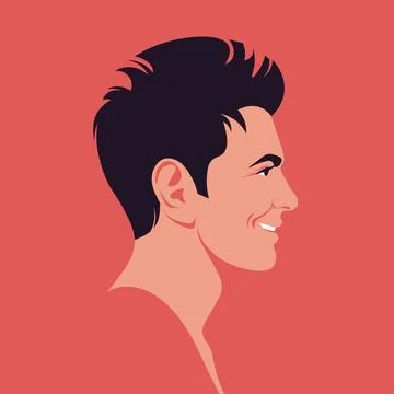 A face of a smiling man in profile. Stock Illustration
