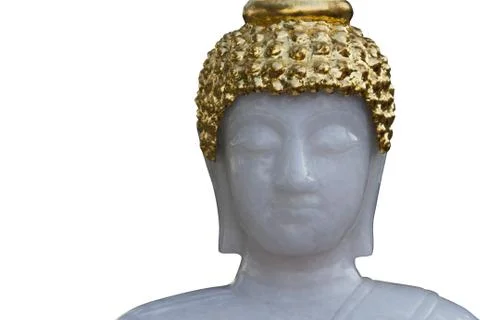 Face Stone Buddha statue on isolate white background Stock Photos