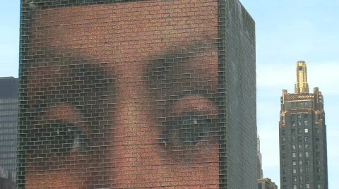 Face stone close up at Millennium Park, Chicago 스톡 동영상 436205
