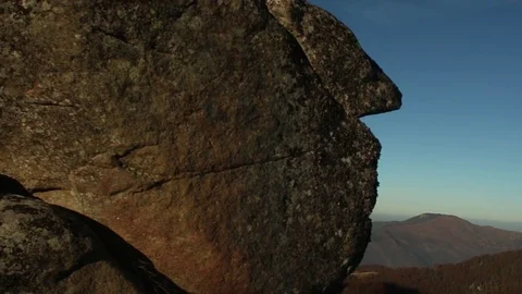 Face Stone Portrait Native American Rocky Mountains Evergreen Forest Video stock 69834274