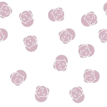 Face stroke glyph seamless pattern Stock Illustration