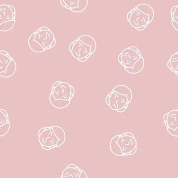 Face stroke line seamless pattern 库存插图