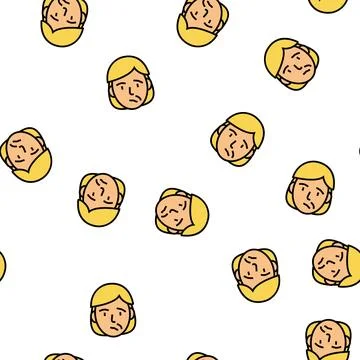 Face stroke vector seamless pattern Illustrazione stock
