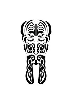 Face in the style of ancient tribes. Black tattoo patterns. Isolated. Vetcor. 스톡 일러스트