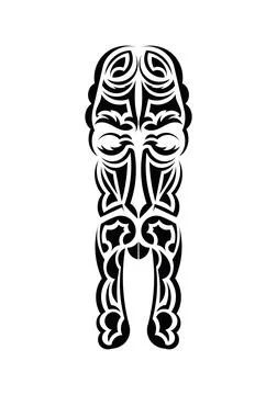 Face in the style of ancient tribes. Black tattoo patterns. Isolated. Vector  Stock Illustration