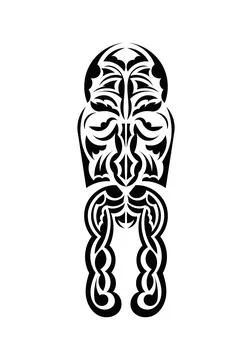 Face in the style of ancient tribes. Black tattoo patterns. Isolated on white Illustrazione stock