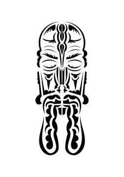 Face in the style of ancient tribes. Ready tattoo template. Isolated. Vetcor. Illustrazione stock