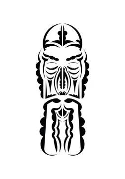 Face in the style of ancient tribes. Ready tattoo template. Isolated. Vector  Illustrazione stock