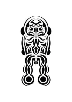 Face in the style of ancient tribes. Ready tattoo template. Flat style. Vetco Illustrazione stock
