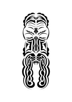 Face in the style of ancient tribes. Ready tattoo template. Flat style. Vecto Illustrazione stock