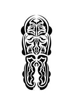 Face in the style of ancient tribes. Tattoo patterns. Isolated. Vector illust Illustrazione stock