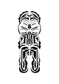 Face in the style of ancient tribes. Tattoo patterns. Isolated on white backg Illustrazione stock
