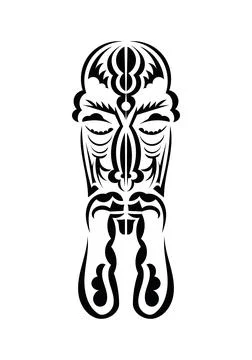 Face in the style of ancient tribes. Tattoo patterns. Isolated on white backg Illustrazione stock