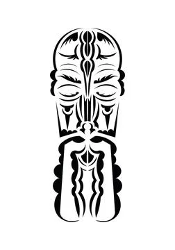 Face in the style of ancient tribes. Tattoo patterns. Flat style. Vetcor. Illustrazione stock