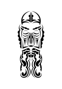 Face in the style of ancient tribes. Tattoo patterns. Flat style. Vector illu Illustrazione stock