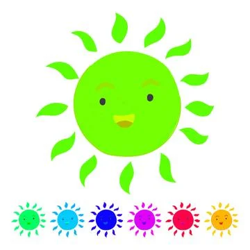 Face sun character vector cartoon graphic Stock Illustration