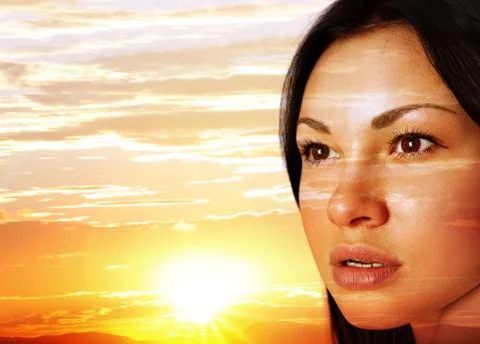 Face on a sunset Stock Photos