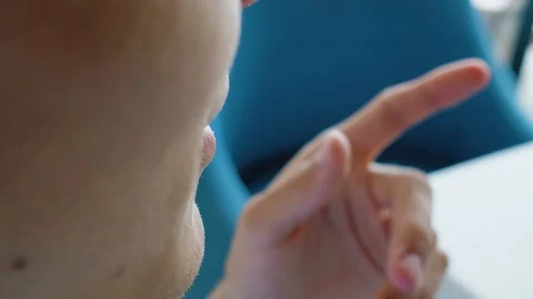 Face of a talking man, close-up Video stock 114687521