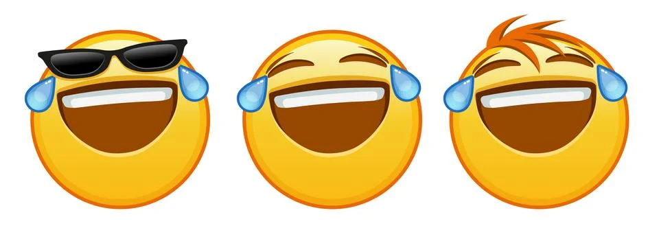 Face with tears of joy Set of three emoji Stock Illustration