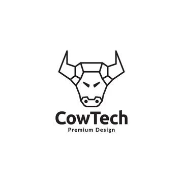 Face tech line cow logo symbol icon vector graphic design illustration idea.. Stock Illustration