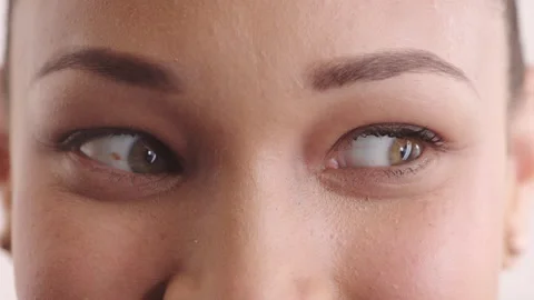 Face, thinking and eye care with woman, vision and glaucoma assessment for Stock Footage 334538917