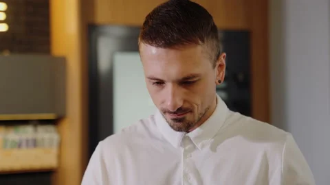 The face of a thoughtful man while coming up with a business idea Stock Footage 219461519