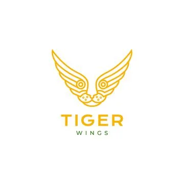 Face tiger with wings bird modern lines simple logo design icon vector illu.. イラスト素材