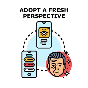 Face transformation adopting a fresh perspective using app Stock Illustration
