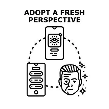 Face transformation adopting a fresh perspective using app Stock Illustration