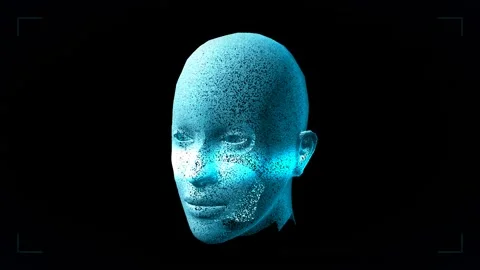 Face Triangle Mesh Scan Wireframe Biometric Recognition Capture Stock Footage 343903508
