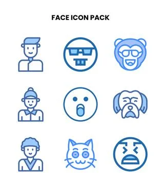 Face Two Colour Icons Pack Stock Illustration