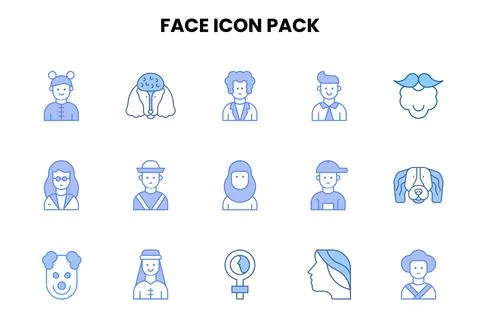 Face Two Colour Scalable Icons Pack Stock Illustration