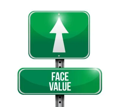 Face value road sign illustration design over white Ilustração Stock