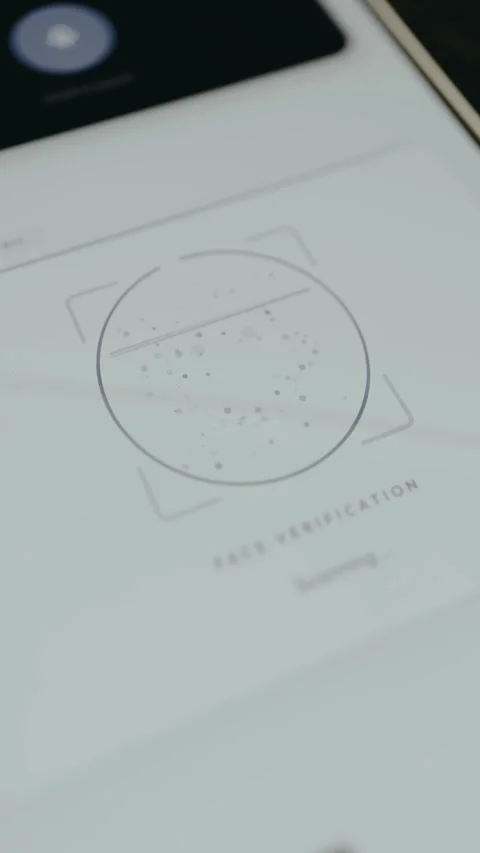 Face verification is initiated by tapping the scanner, status verified Stock Footage 332911483