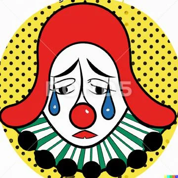 Face of a very sad clown crying.. Stock Illustration