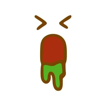 Face with vomit face doodle icon. Emoticon in hand drawn style isolated on wh Stock Illustration
