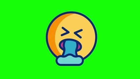 Face vomiting emoji animation loop with green screen background Stock Footage 314109776