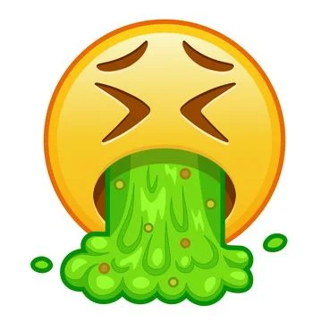 Face vomiting Large size of yellow emoji smile Stock Illustration