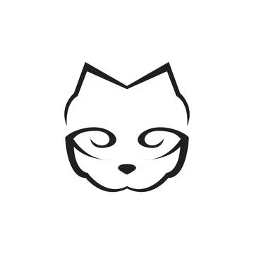 Face weird cat logo design, vector graphic symbol icon illustration creativ.. Stock Illustration