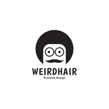 Face weird hair circle with sunglasses logo symbol icon vector graphic desi.. Illustrazione stock