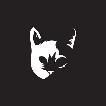 Face white scare cat shadow logo design, vector graphic symbol icon illustr.. Stock Illustration