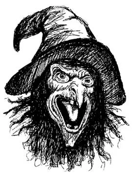 Face of witch Stock Illustration