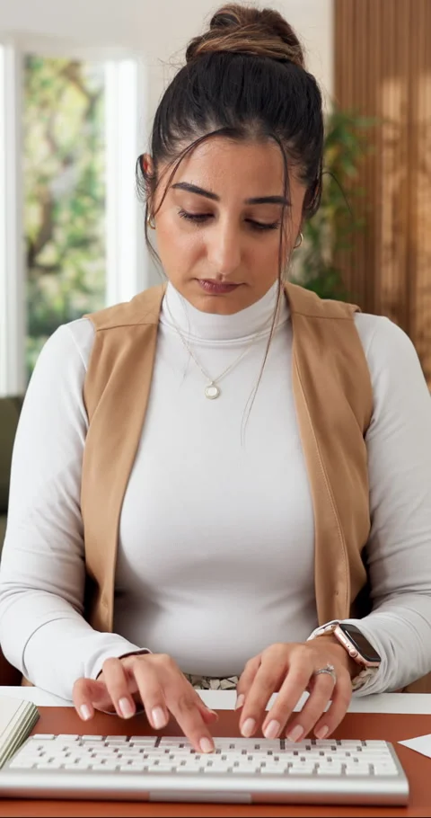 Face, woman and remote work at house with computer, research and email for Stock Footage 337299977