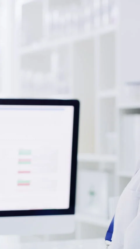 Face, woman and scientist with computer in lab for career pride, about us and Stock Footage 329664657