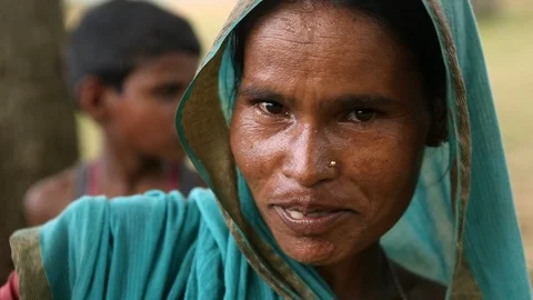 Face of a woman in a rural village in IndiaStock Footage