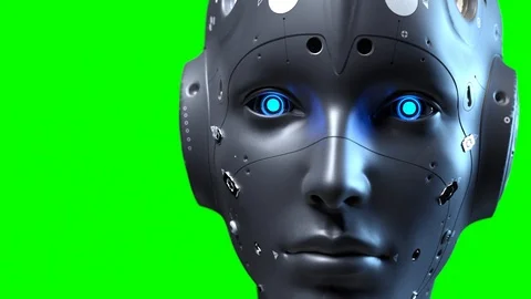 Face of a woman's robot studying information. background for keying Stock Footage 112164390