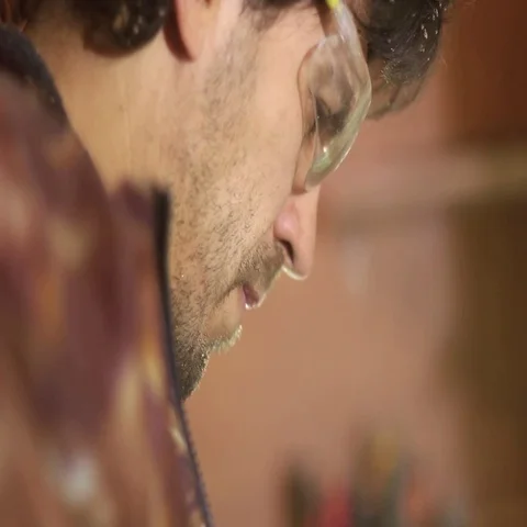 The face of the worker at work Stock Footage 69345729