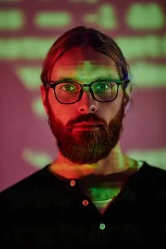 Face of young confident software developer or diversity programmer Stock Photos