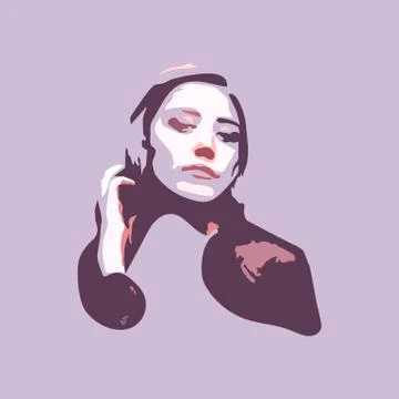 Face of a young girl in vector Stock Illustration